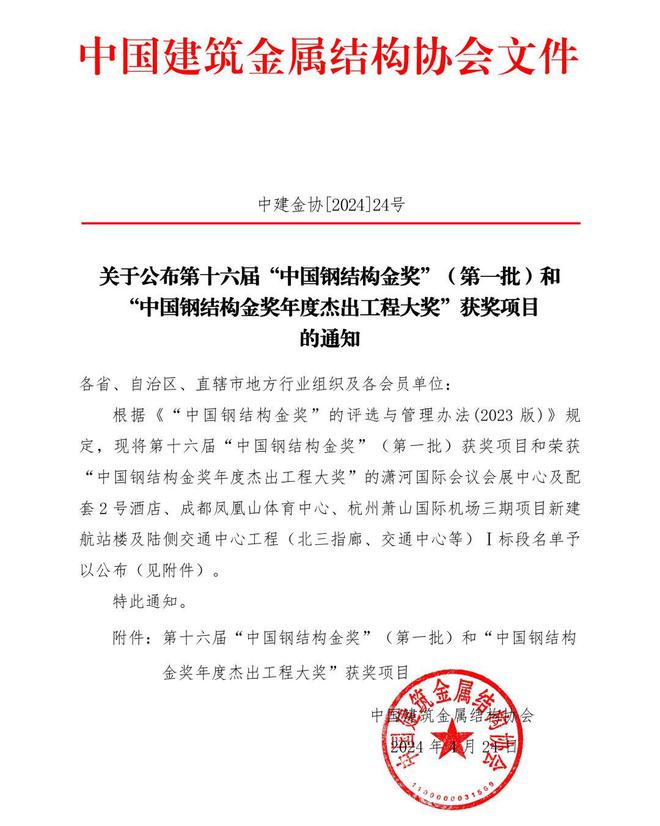 富煌钢构再获“中国钢结构金奖”(图1)