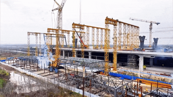 津潍高铁东营南站完成钢屋盖滑移首吊项目正式进入钢屋盖滑移施工关键阶段(图4)