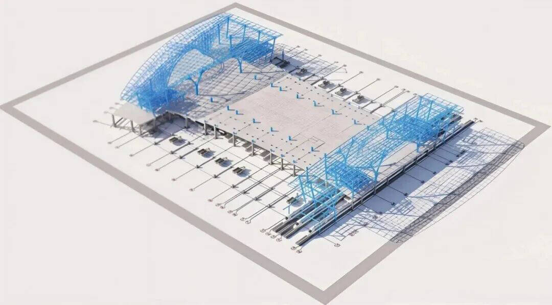 津潍高铁东营南站完成钢屋盖滑移首吊项目正式进入钢屋盖滑移施工关键阶段(图5)